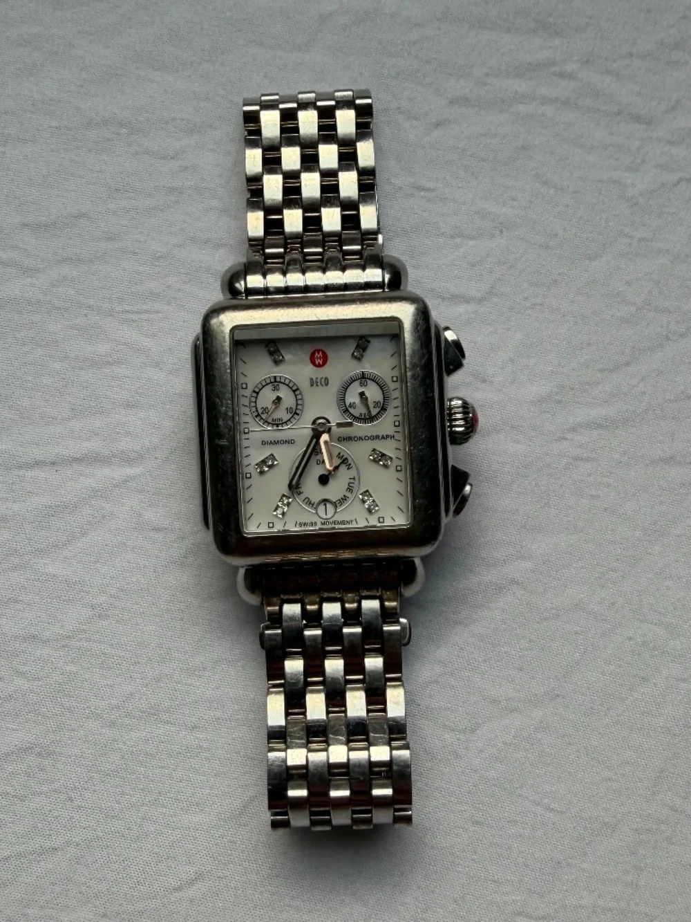 Michele Deco diamond Stainless Steel Watch